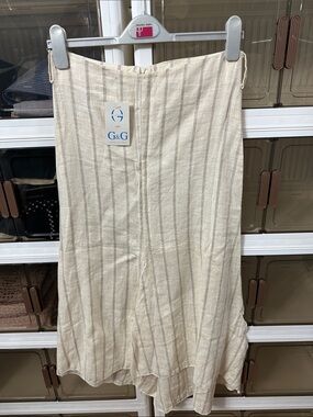 GG Collection Cream and Beige Striped Maxi Skirt